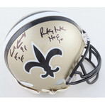 Earl Campbell Signed Saints Jersey & Earl Campbell & Rickey Jackson Signed Saints Mini Helmet