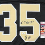 Earl Campbell Signed Saints Jersey & Earl Campbell & Rickey Jackson Signed Saints Mini Helmet