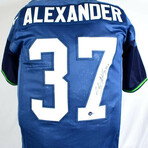 Shaun Alexander Signed Seahawks Jersey  & Shaun Alexander Signed Seahawks Flash Alternate Speed Mini Helmet