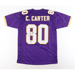 Cris Carter Signed Jersey & Cris Carter Signed Vikings Throwback Speed Mini Helmet