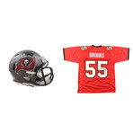 Derrick Brooks Signed Bucs Jersey & Derrick Brooks Signed Buccaneers 97-13 Throwback Bucs Speed Mini Helmet