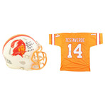 Vinny Testaverde Signed Buccaneers Jersey  & Vinny Testaverde Signed Buccaneers Speed Mini Helmet