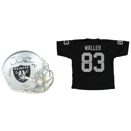 Darren Waller Signed Raiders Jersey  & Darren Waller Signed Raiders Speed Mini Helmet