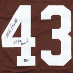 Mike Pruitt Signed Browns Jersey, Mike Pruitt Signed Browns Speed Mini Helmet, & Leroy Kelly Signed Browns 16x20 Photo