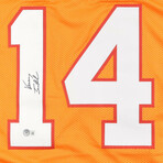 Vinny Testaverde Signed Buccaneers Jersey  & Vinny Testaverde Signed Buccaneers Speed Mini Helmet