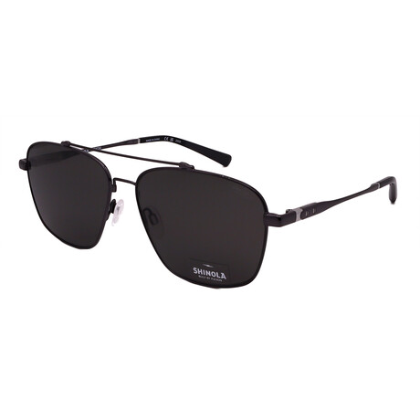 Shinola // Men´s  Pilot Sunglasses // Shiny Black + Grey Polarized Lenses