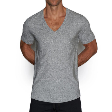 Perfect Pima Relaxed Deep V-Neck T-Shirt // Gray Heather (XS)