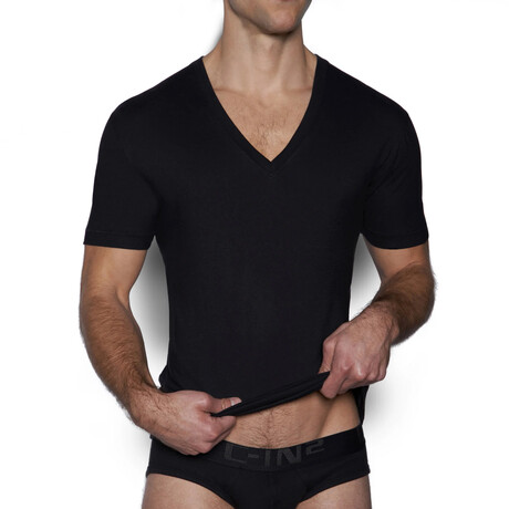 Core Deep V-Neck T-Shirt // Black (XS)