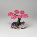 Small Genuine Rose Quartz Clustered Gemstone Tree on Amethyst Matrix (The Love Tree)