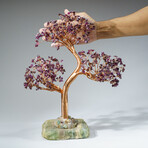 Genuine Garnet Bonsai Gemstone Tree on Flourite Base // 12”