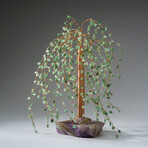 Genuine Green Aventurine Gemstone Willow Tree on Flourite Base (12”)