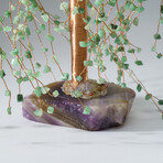 Genuine Green Aventurine Gemstone Willow Tree on Flourite Base (12”)