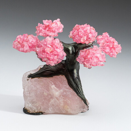 Small Genuine Rose Quartz Clustered Gemstone Tree on Rose Quartz Matrix (The Eternal Love Tree)