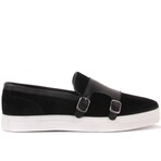 Men's Suede Monk Strap Loafer Sneakers // Black (Euro: 40)