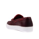 Men's Square Textured Loafer Sneakers // Burgundy (Euro: 43)