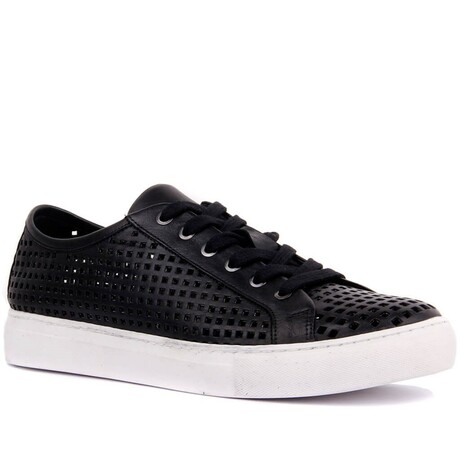 Men's Square Perforated Sneakers // Black (Euro: 40)