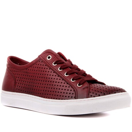 Men's Square Perforated Sneakers // Burgundy (Euro: 40)