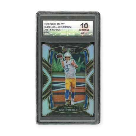 Justin Herbert // 2020 Panini Select Club Level Silver Prizm // Rookie Card // DGA 10 Gem Mint