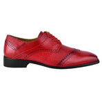 Anthony // Mens  Leather Tread Design Lace Up Oxford Dress Shoes // Red (US: 10.5)