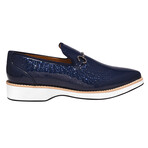 Elvish // Tuxedo  Leather Slip-On // Navy (US: 9.5)