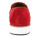 Welkar // Velvet Buckle Slip-On Loafers Shoes // Red (US: 9.5)