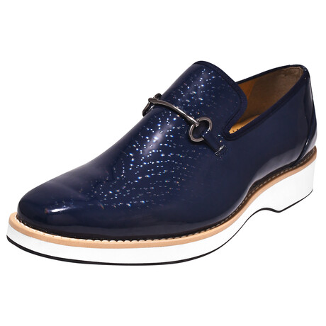 Elvish // 3D Print Leather Loafers // Navy (US: 7)