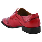 Anthony // Mens  Leather Tread Design Lace Up Oxford Dress Shoes // Red (US: 7.5)