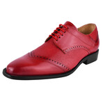 Anthony // Mens  Leather Tread Design Lace Up Oxford Dress Shoes // Red (US: 7.5)