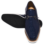 Elvish // 3D Print Leather Loafers // Navy (US: 9.5)