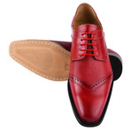 Anthony // Mens  Leather Tread Design Lace Up Oxford Dress Shoes // Red (US: 10.5)