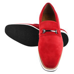 Welkar // Velvet Buckle Slip-On Loafers Shoes // Red (US: 10)