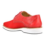 Gutta  // Mens Leather And Textile Lizard Print Casual Dress Shoes // Red (US: 9.5)