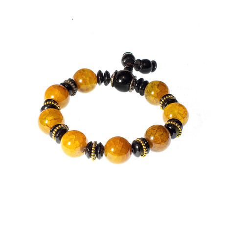 Jean Claude Jewelry // Golden Grape Agate Beaded Bracelet // Multicolor