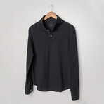 Feather Soft Piqué Full Sleeve Polo Shirt // Black (XS)