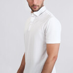 Feather Soft Piqué Half Sleeve Polo Shirt // White (XS)