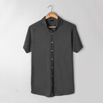 Feather Soft Piqué Button Front Shirt // Gray (XS)