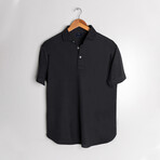 Feather Soft Piqué Half Sleeve Polo Shirt // Black (XS)