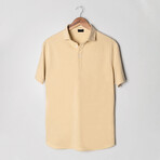 Feather Soft Piqué Half Sleeve Polo Shirt // Tan (XS)