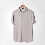 Feather Soft Piqué Button Front Shirt // Light Grat (XS)