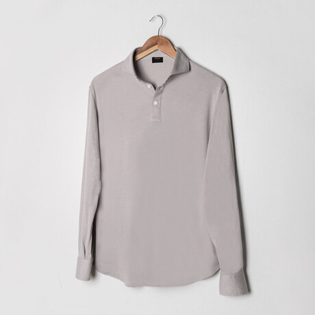 Feather Soft Piqué Full Sleeve Polo Shirt // Light Gray (XS)