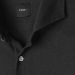 Feather Soft Piqué Button Front Shirt // Black (XS)