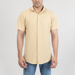 Feather Soft Piqué Button Front Shirt // Tan (XS)