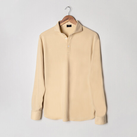 Feather Soft Piqué Full Sleeve Polo Shirt // Tan (XS)