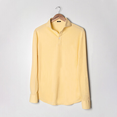 Feather Soft Piqué Full Sleeve Polo Shirt // Yellow (XS)