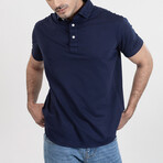 Feather Soft Piqué Half Sleeve Polo Shirt // Midnight Blue (XS)