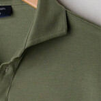 Feather Soft Piqué Full Sleeve Polo Shirt // Military Green (XS)