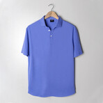 Feather Soft Piqué Half Sleeve Polo Shirt // Mid Blue (XS)