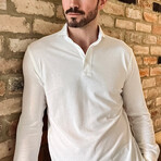 Feather Soft Piqué Full Sleeve Polo Shirt // White (XS)