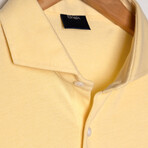 Feather Soft Piqué Button Front Shirt // Yellow (XS)