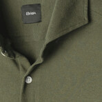 Feather Soft Piqué Button Front Shirt // Military Green (XS)